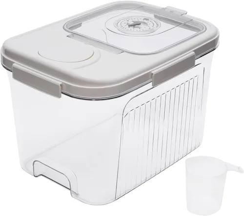Vista 6 de Recipientes de alimentos de plástico con tapa y temporizador, contenedores de almacenamiento de alimentos herméticos para cocina, con taza medidora