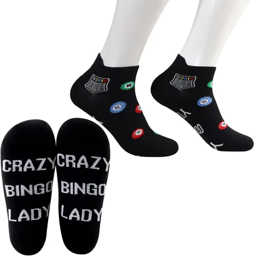 Vista 8 de MBMSO Divertidos calcetines de bingo – 2 pares de calcetines de vestir para mujer de bingo loco