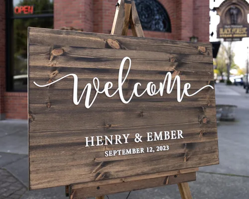 Vista 3 de Wedding Welcome Sign - Personalized Wedding Welcome Sign - Wood 3D Sign - Welcome To Our Wedding - Wedding Decor #3DWS01