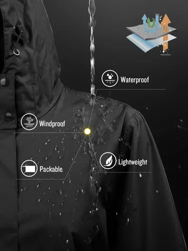 Vista 4 de SaphiRose - Impermeable largo con capucha para mujer