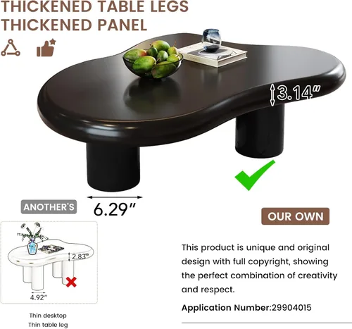 Vista 3 de HOTICKME - Mesa auxiliar Cloud para sala de estar, mesa auxiliar negra de 46.06 pulgadas con 3 patas, mesa auxiliar de estilo simple