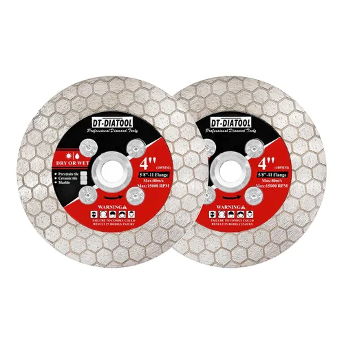 Vista 10 de DT-DIATOOL Disco de corte de azulejos de hoja de sierra de diamante de 4 pulgadas para amoladora angular de eje de 7/8 "- 5/8" para cortar
