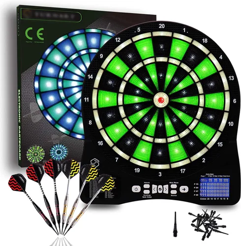 Vista 9 de Turnart Electronic Dart Board,13 inch Illuminated Segments Light Based Games Electric Dartboard for Adults Tested Tough Segment for Enhanced