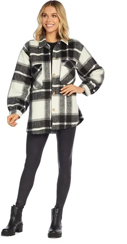 Vista 2 de Mud Pie Highland Plaid - Chaqueta de gran tamaño para mujer