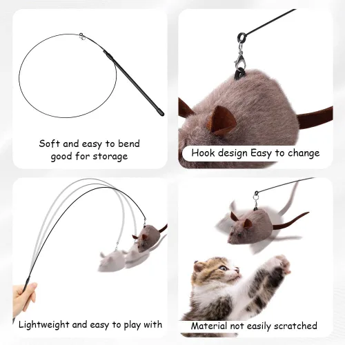 Vista 4 de PAZ'S GIFT Juguetes para gatos de felpa con hierba gatera, juguetes para patadas para gatos, limpia los dientes, elimina el mal aliento, adorables