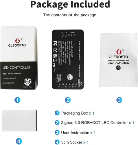 Vista 9 de GLEDOPTO Zigbee Pro RGBCCT Controlador de tira LED RGB CCT RGBW RGBWW 5 en 1 Compatible con SmartThings Amazon Echo Plus App/Control de voz