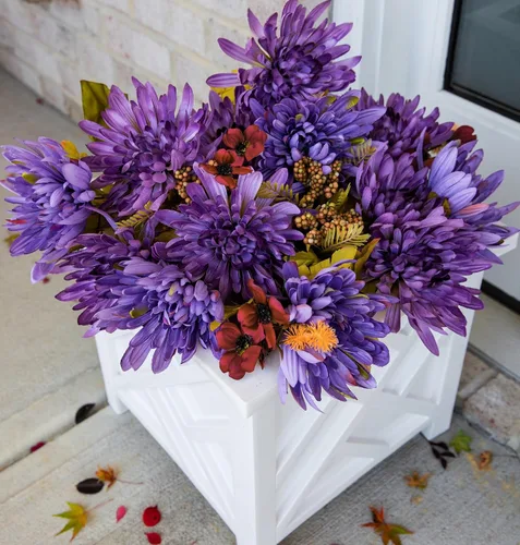 Vista 11 de Ivydale 2 paquetes de flores artificiales de seda falsas, ramos de flores sintéticas con tallos largos, ramo de flores de sping para decoración