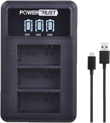 Vista 2 de Paquete de 3 baterías de repuesto AHDBT-301 AHDBT-302 para cámara de acción Gopro HD Hero 3+ Hero3 + cargador de batería USB LED de 3 ranuras