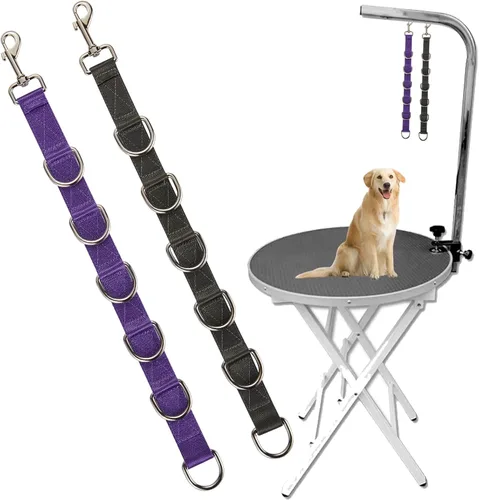 Vista 11 de Lazos de aseo para perros y mascotas, extensión de aseo para perros, 2 PCS correas extensoras para mesa de aseo, 4 anillos en D, lazo para salón