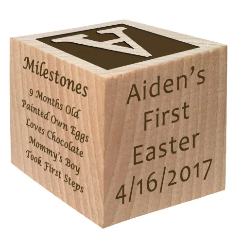 Vista 2 de Regalo de Pascua para bebé 2025 – Bloque personalizado de Pascua Regalo de Pascua personalizado Bloque de madera grabado personalizado para niño