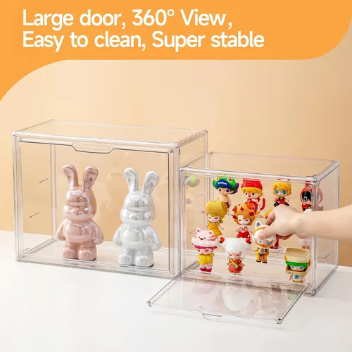 Vista 9 de Vitrinas de acrílico para coleccionables, cajas de estante transparentes de 3 niveles para figuras, vitrina para figuras de acción apilable y a