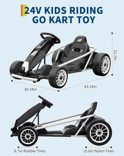 Vista 37 de Go Kart alimentado por batería de 24 V para niños de 8 a 15 años Azul