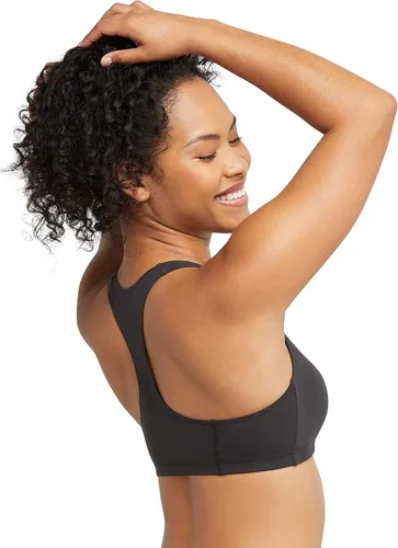 Vista 3 de Hanes Bralette de algodón con espalda cruzada para mujer (paquete de 3), BlancoConcreto Pe HeatherNegro