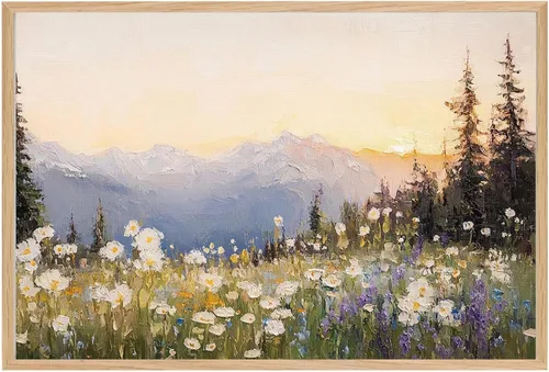 Vista 7 de Arte de pared de paisaje flotante, impresiones de flores silvestres, pinturas botánicas coloridas de la naturaleza, obras de arte de 12 x 16