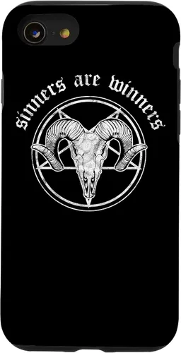 Vista 17 de Funda para iPhone 14 Occult Baphomet Tarot Card Satanic Devil Sinners are Winners