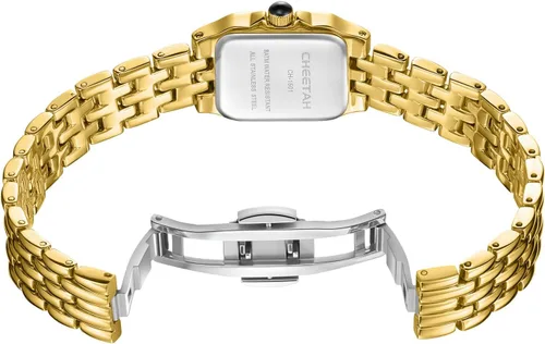 Vista 5 de CHEETAH Relojes de oro para mujer con pulsera vintage pequeña, esfera romana rectangular