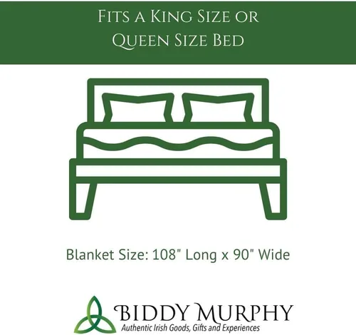 Vista 8 de Biddy Murphy, Manta de Lana Irlandesa 100% (BlackBerry), Tamaño King Grande 90" x 109" Pulgadas, Estilo Tradicional, Calidad de Reliquia, Cálida