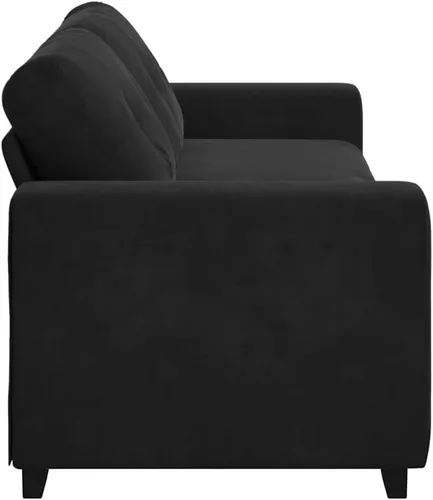 Vista 6 de vidaXL Sofá de 3 plazas de terciopelo negro de 70.9 in, elegante sofá de sala de estar, sofá de terciopelo suave, diseño resistente, asiento