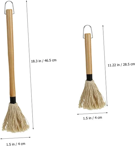 Vista 4 de ABOOFAN Juego de fregona para parrilla, cepillos de barbacoa para salsa Bbq Dipping Brush Basting Mop para asar material de madera de algodón