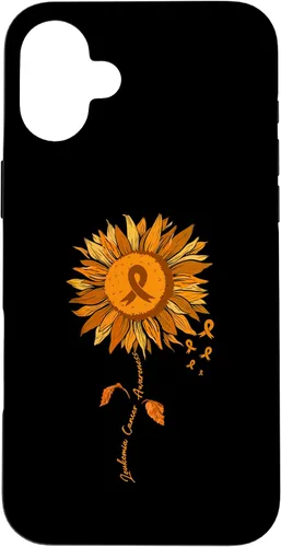 Vista 23 de Funda para iPhone 17 con cinta naranja y girasol de conciencia sobre la leucemia