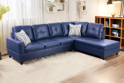 Vista 19 de A Ainehome Juego de sofá de sala de estar, 2 piezas, sofá seccional en forma de L, sofá de piel sintética con diván para sala de A-Negro