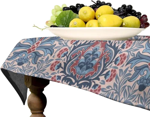 Vista 377 de Mantel Floral Retro de Pájaros, Diseño Original Bohemio William Morris Estampado Cubierta de Mesa para Hogar Picnic Fiesta Comedor Cocina William