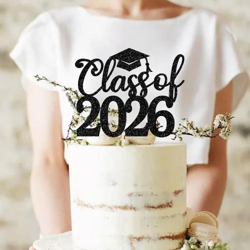 Vista 6 de Rsstarxi 1 paquete de 2026 con tapa de graduación 2026, decoración de pastel de felicitaciones graduadas para decoración de fiesta de graduación