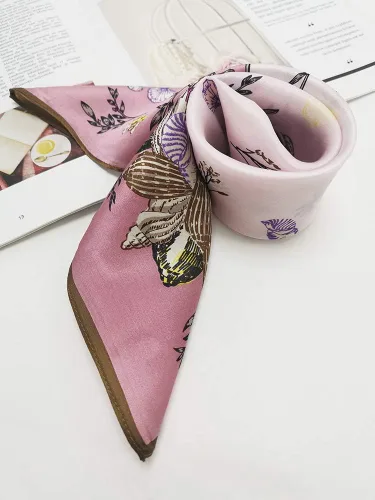 Vista 4 de FONYVE Bufandas 100% de seda de morera para mujer, bufanda cuadrada ligera de satén para la cabeza, bufanda pequeña de seda para dormir, 21 x 21