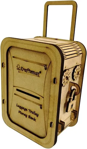 Vista 6 de MilesMagic Banco de dinero para niños y adultos, caja de ahorros oculta personalizada para niños y niñas, caja fuerte portátil de madera