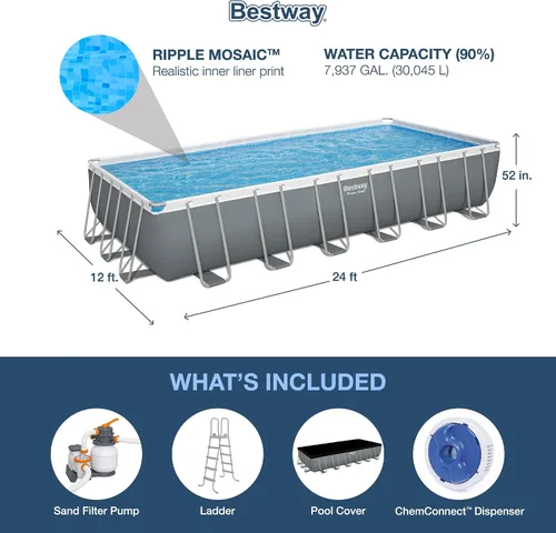 Vista 4 de Bestway Power Steel - Juego de piscina sobre el suelo de 24' x 12' x 52