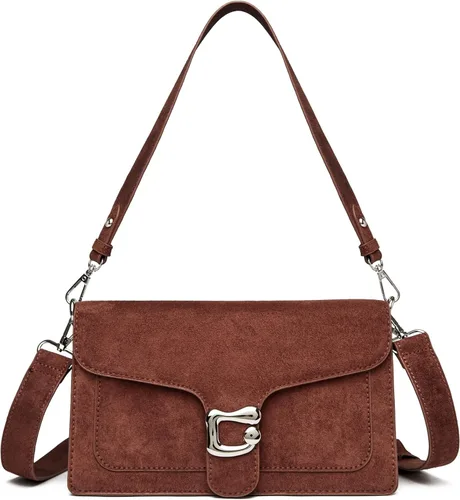 Vista 13 de Travistar Bolsos cruzados para mujer de moda - Pequeño bolso cruzado de hombro con 2 correas, bolso de mano de cuero, bolso de noche de embrague