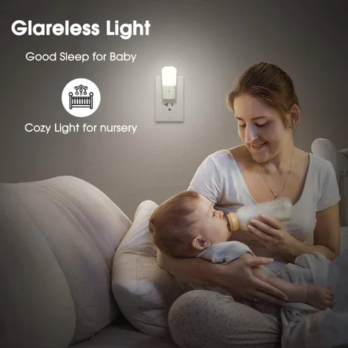 Vista 7 de LOHAS-LED Paquete de 4 luces LED de noche regulables, enchufe con sensor de atardecer a amanecer, blanco, plástico, estilo moderno, brillo de 80