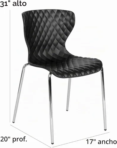 Vista 2 de EMMA + OLIVER Silla apilable de plástico negro de diseño contemporáneo