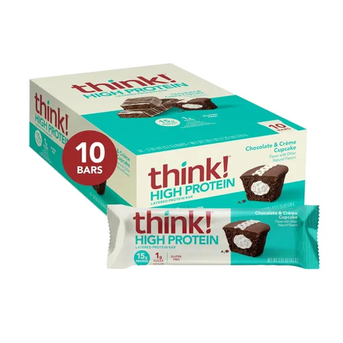 Vista 23 de Think! (thinkThin) Barras ricas en proteína de 20 gramos – Chocolate fundido, 0 gramos de azúcar, sin edulcorantes artificiales, sin gluten, sin