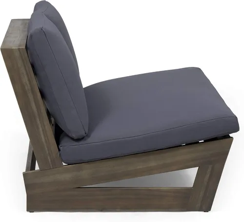 Vista 5 de GDFStudio Noble House Sherwood - Sofá biplaza de madera de acacia para exteriores en gris y gris oscuro