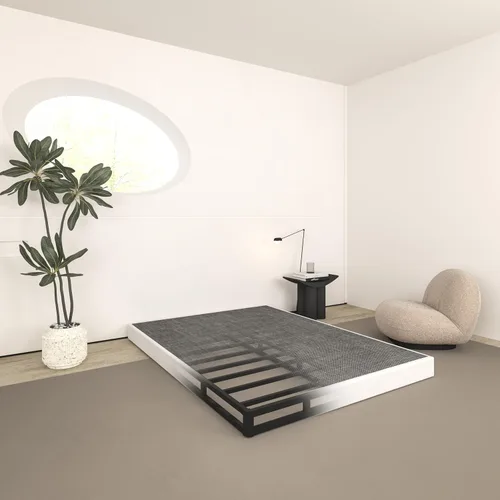 Vista 3 de Base de colchón de 5 pulgadas tamaño matrimonial, de metal resistente, capacidad de peso de 3000 libras, base de cama de perfil bajo sin ruido