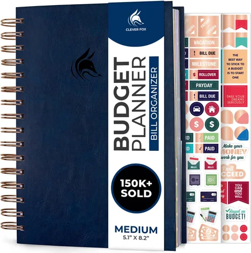 Vista 22 de Clever Fox Planificador de presupuesto y organizador mensual de facturas con bolsillos. Rastreador de gastos, diario de presupuestos y libro Negro