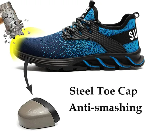 Vista 39 de SUADEX Zapatos deportivos con punta de acero para hombres y mujeres, indestructibles, ligeros, cómodos, antideslizantes, puntera compuesta