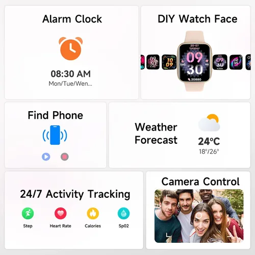 Vista 9 de Reloj inteligente para mujeres, pantalla AMOLED ultra clara de 1.85 pulgadas, smartwatch compatible con iPhone/Samsung/Android, rastreador