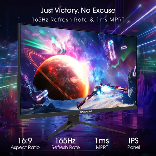 Vista 2 de Sceptre Monitor para juegos IPS de 24 pulgadas, 165 Hz, 144 Hz, Full HD (1920 x 1080), FreeSync Eye Care FPS RTS DisplayPort HDMI Altavoces