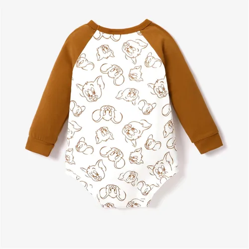 Vista 2 de PATPAT Tom and Jerry - Mameluco de manga larga con estampado de personajes o pantalones lisos, 0-18 meses