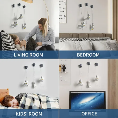 Vista 11 de 3 figuras de astronauta para escalar, esculturas de pared, decoración para colgar en la pared, decoración temática del espacio exterior