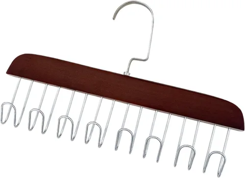 Vista 8 de Soporte para colgar cinturones para armario, organizador de madera para sombreros de béisbol con gancho de metal giratorio, antideslizante
