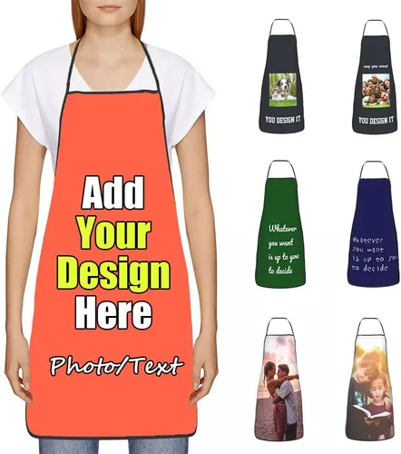 Vista 13 de Delantal Personalizado, Diseña Tu Propio Delantal de Cocina para Cocinar, Sube Tus Fotos Favoritas Logo, Añade Cualquier Nombre o Texto