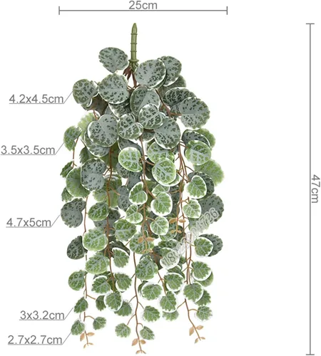 Vista 2 de Planta de ratán simulada, cadena colgante artificial de plantas de corazón de bajo mantenimiento, imitación de eucalipto simulado, macetas colgantes