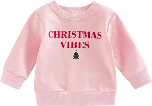 Vista 21 de Conjunto de Navidad para Niña Pequeña Bebé Sudadera Rosa de Manga Larga con Cuello Redondo Pullover Camisa de Navidad de Papá Noel Tops Ropa