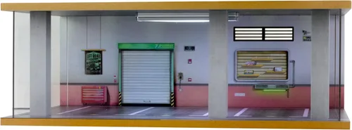 Vista 3 de Vitrina de diorama de coche fundido a presión a escala 1/24 con cubierta acrílica transparente e iluminación LED para modelos de automóviles