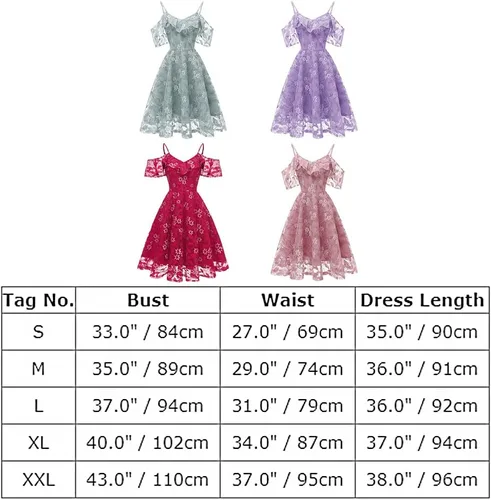 Vista 6 de IWEMEK Vestido de fiesta de cóctel con tirantes delgados y encaje floral para dama de honor, hombros descubiertos, manga con volantes, vestido