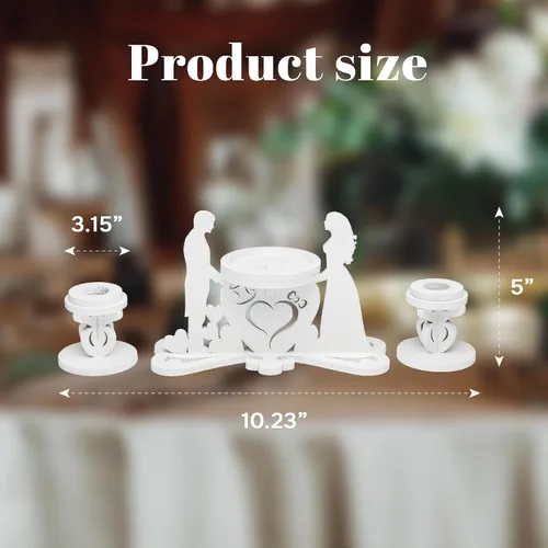 Vista 5 de Unity - Juego de 3 portavelas para novia y novio, velas para ceremonia de boda