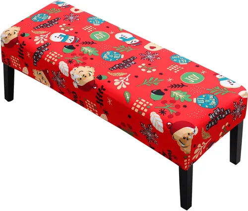 Vista 12 de YISUN Fundas de banco de Jacquard para comedor, funda elástica lavable y extraíble para banco, protector de asiento rectangular para bancos